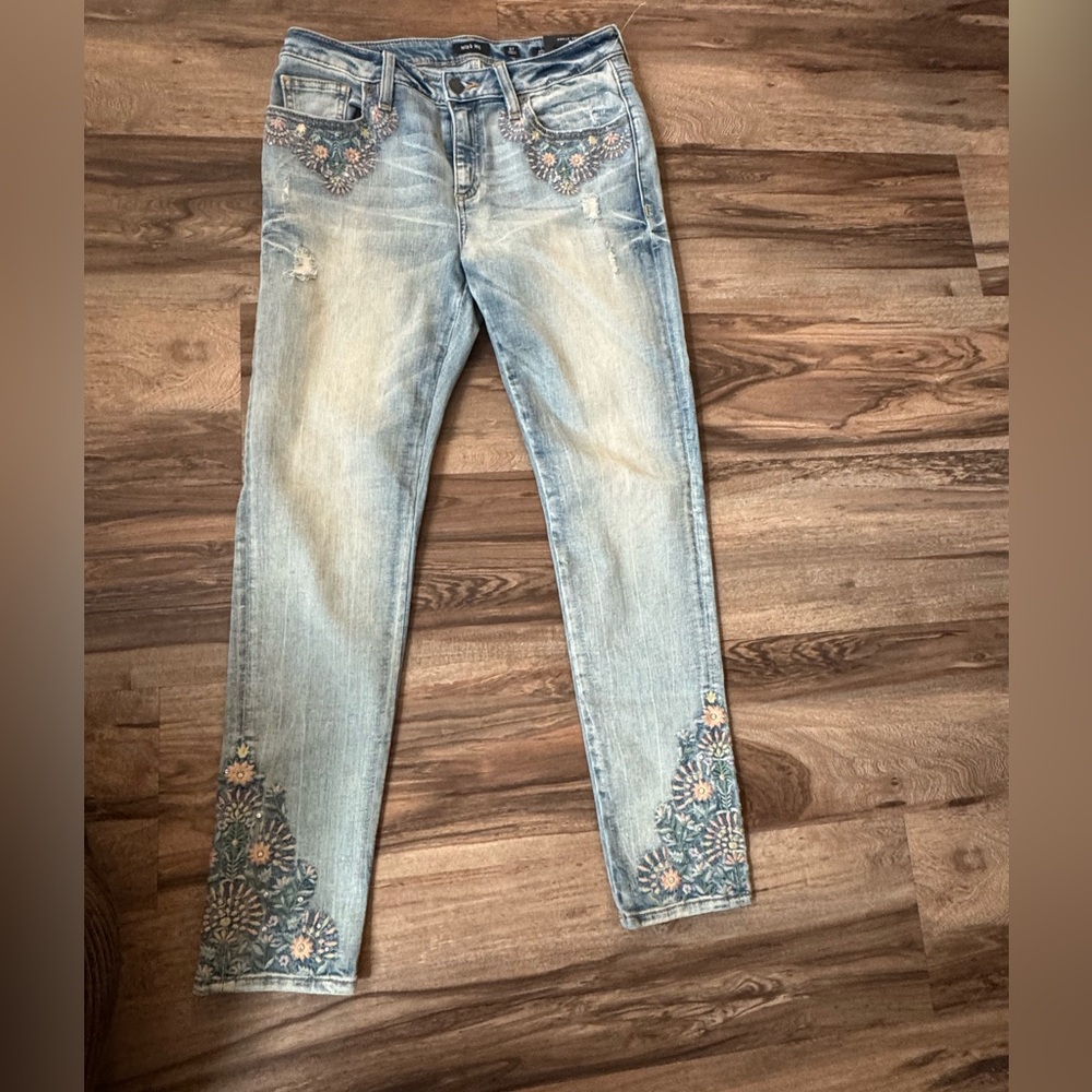 Miss Me Embroidered Light Blue Jeans